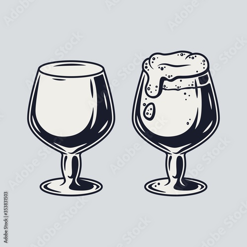 Set of beer mug with foam bar menu