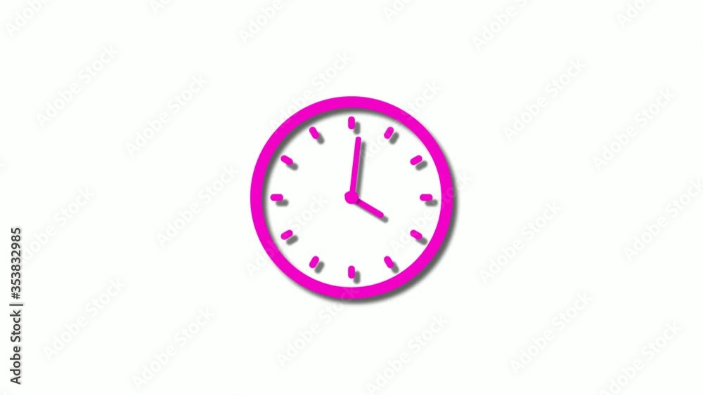 Pink color wall clock isolated on white background,3d clock isolated Pink color wall clock isolated on white background,3d clock isolated