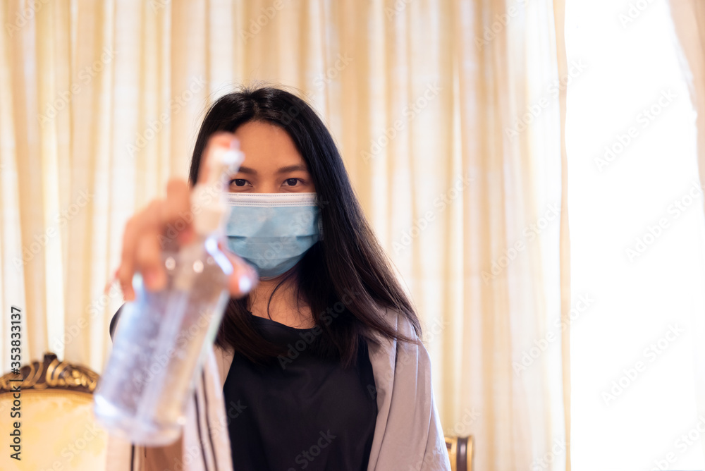 Woman wearing mask protection epidemic flu covid19 Woman wearing mask protection epidemic flu covid19