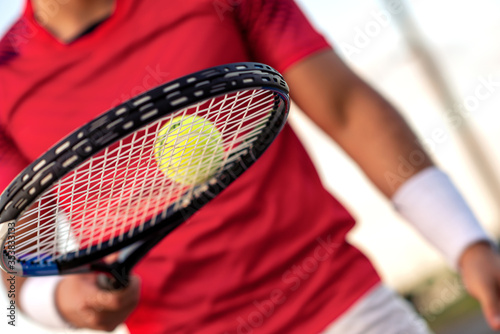 Close up tennis racket and balls. © ivanko80
