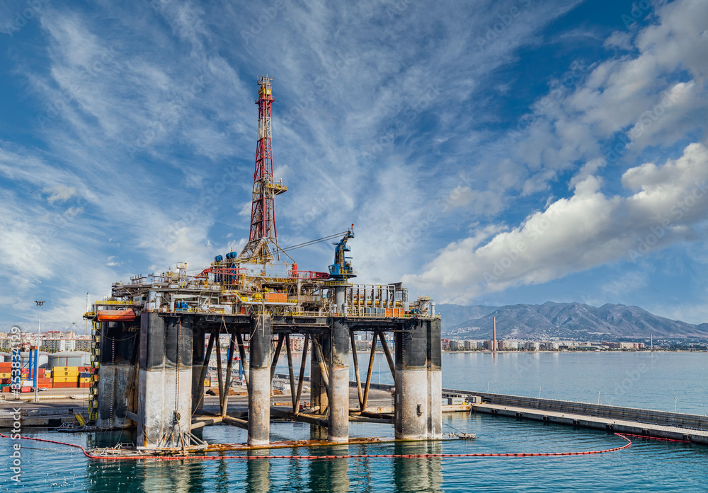 An oil drilling platform in Malaga Spain
