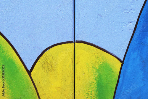 yellow green and blue wall