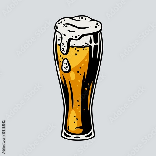 Colored beer mug with foam bar menu
