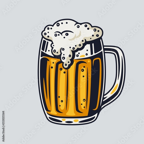 Colored beer mug with foam bar menu