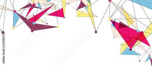 Line points connections, triangular technology design. Abstract geometric background