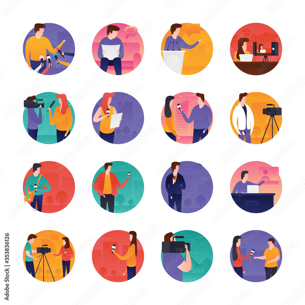 Journalists And News Broadcasting Icons
Journalists And News Broadcasting Icons