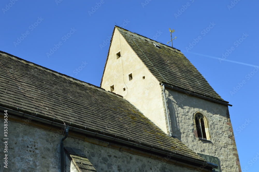 Tower of the old village church in Kalletal-Langenholzhausen, Germany Tower of the old village church in Kalletal-Langenholzhausen, Germany