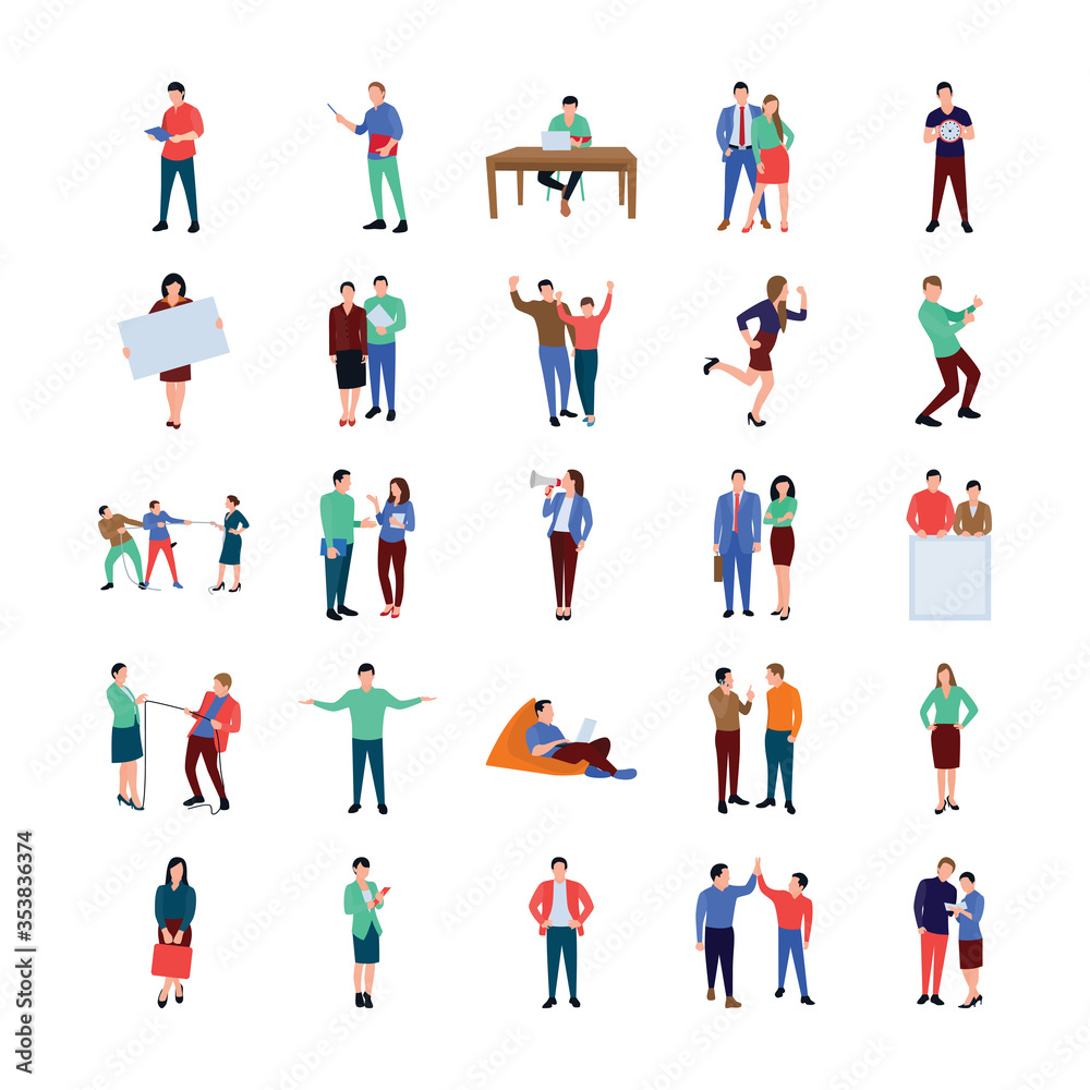 
Coworking People Flat Icons Pack 
