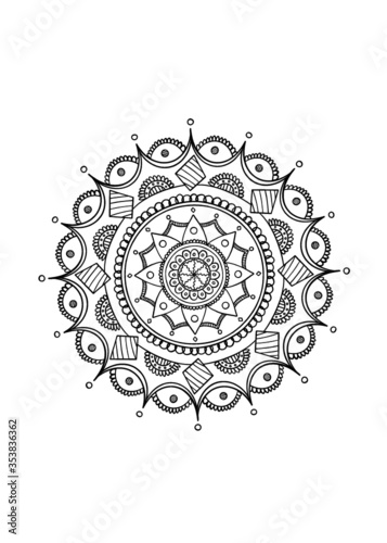 Hand-drawn ethnic mandala, Vector illustration background
