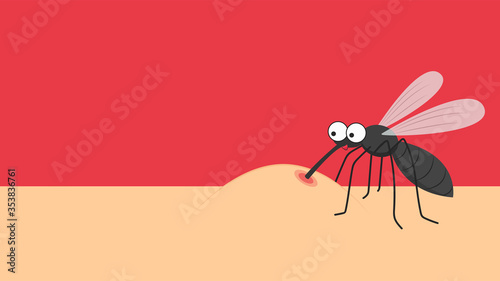 Mosquito bites. mosquito cartoon. wallpaper. free space for text. copy space.