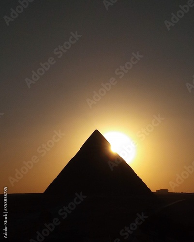 sunset at khafe pyramid giza cairo egypt