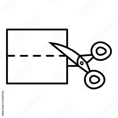 scissors with cut line icon