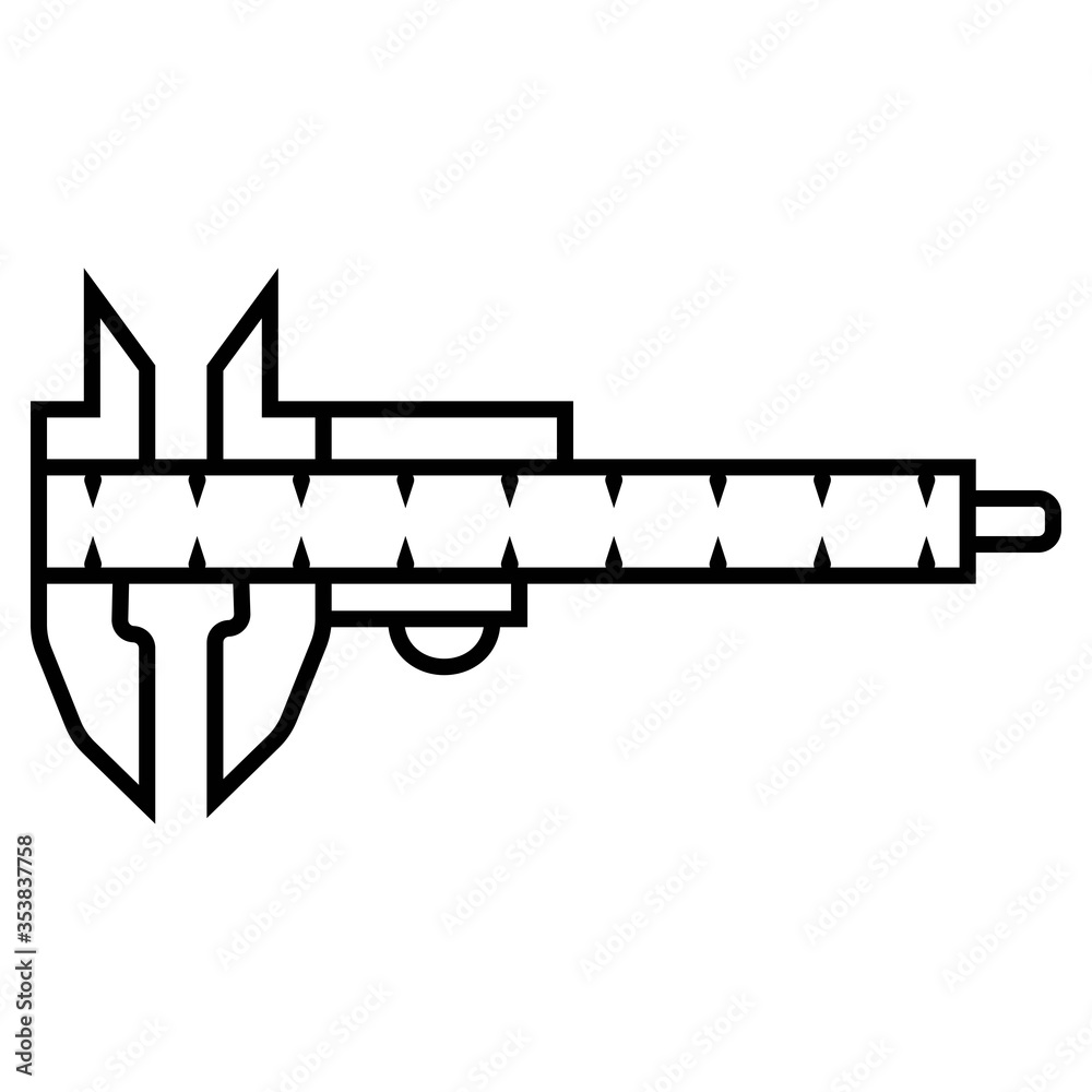 Vernier caliper glyph icon, tool and instrument