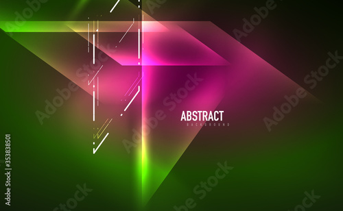 Dynamic neon shiny abstract background. Trendy abstract layout template for business or technology presentation, internet poster or web brochure cover, wallpaper