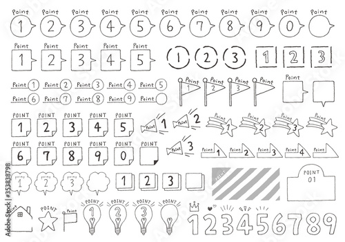 数字のポイントアイコン 手描き