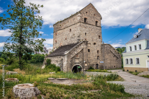 Wind Gate and Stephen Bathory Tower, part of historic walls of Kamianets Podilskyi city, Ukraine