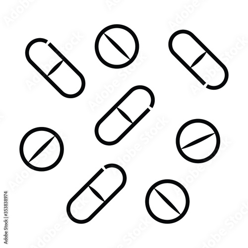 cure pills, aspirin, antibiotics and painkiller drugs icon