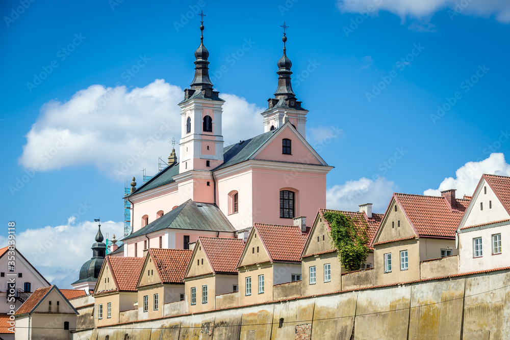 Hermitages and church in Camaldolese monastery complex on the Wigry Peninsula in Podlasie region, Poland