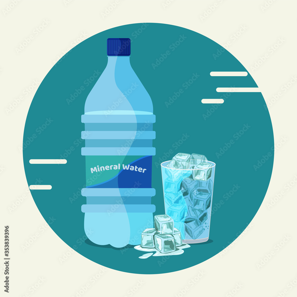 Mineral water and ice cubes vector illustration Mineral water and ice cubes vector illustration