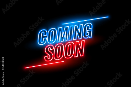 neon style coming soon glowing background design photo