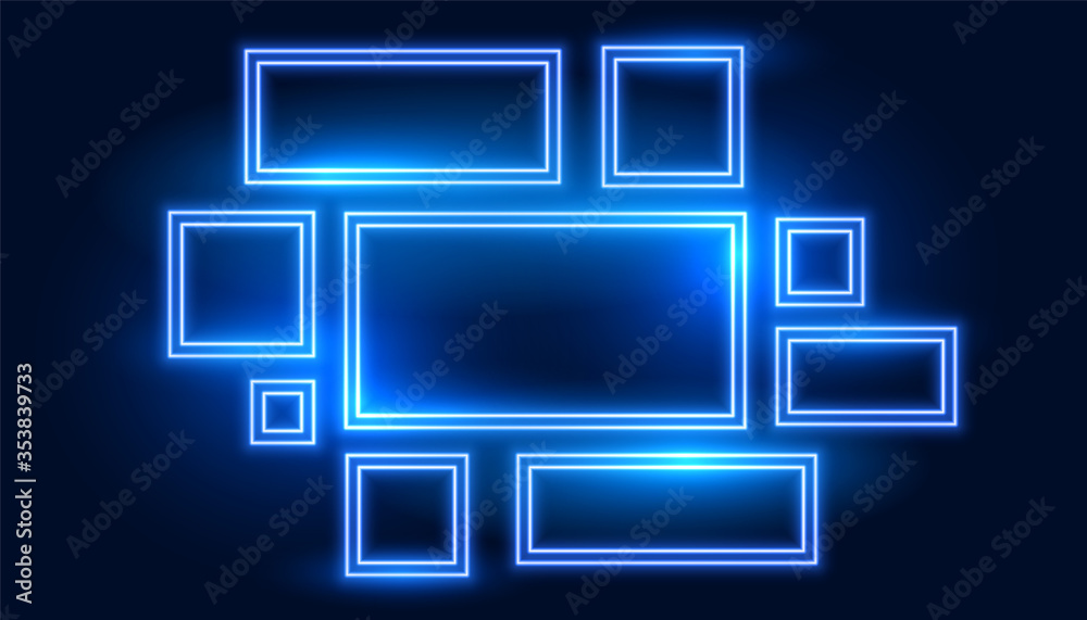 set of blue neon frames in many sizes set of blue neon frames in many sizes