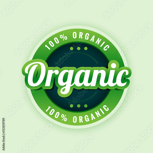 100% pure and organic label or sticker design