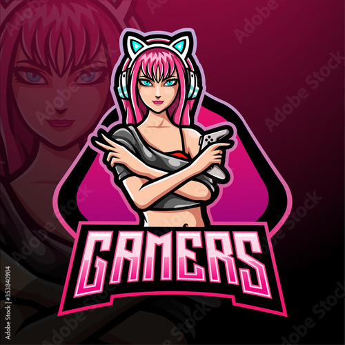 Ladies gamers esport logo mascot design