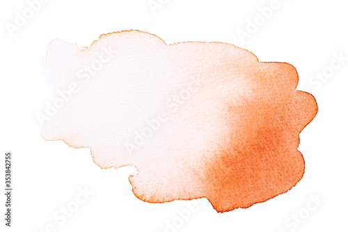 Abstract brown watercolor spot isolated on white background. Colorful aquarelle splash on paper, liquid splatter of paint
