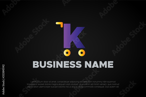 Alphabet Shopping Letter K Logo Template