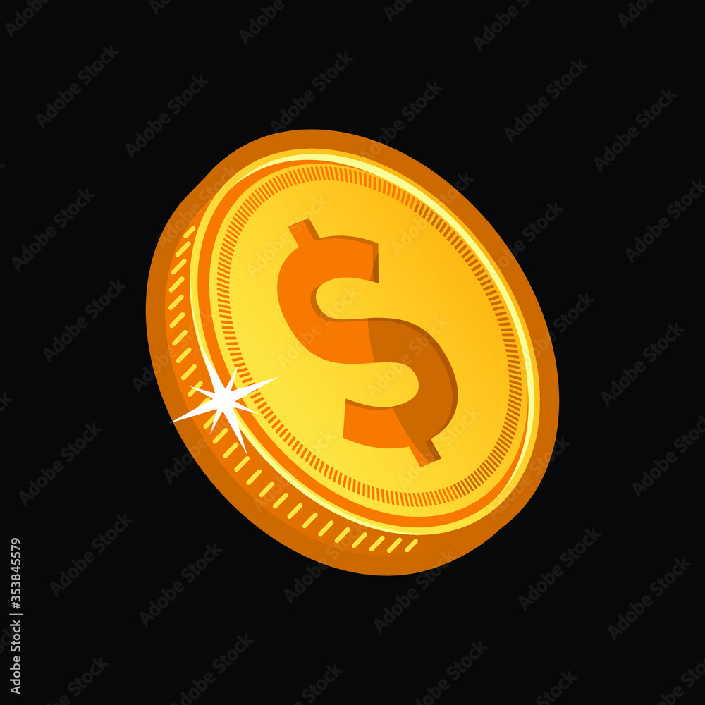 Obraz premium gold coins with the image of the dollar sign, Design element for logo, icon, poster, card, banner, emblem, t shirt. Vector illustration