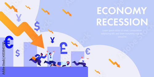 Concept economy recession vector illustration.