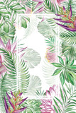 Tropical cards with exotic flowers with high detail. Illustration.