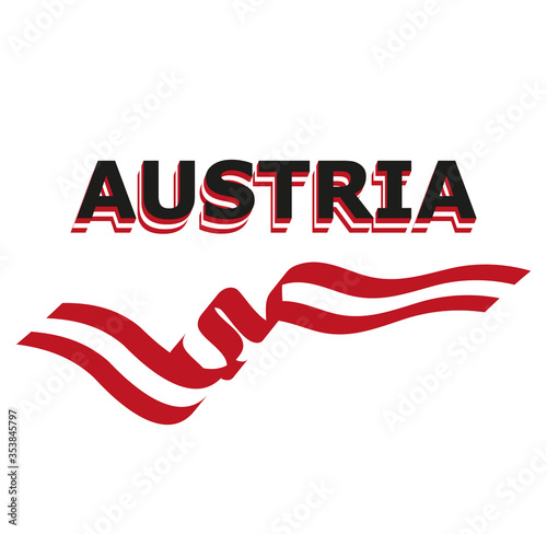 Vector flag ribbon of Austria. Template for Independence Day poster design.