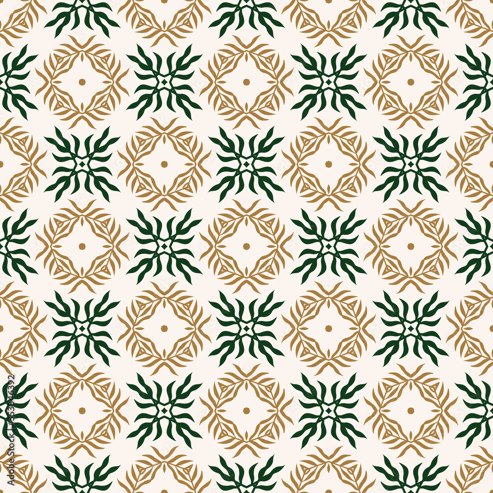 Fototapeta premium Vector seamless pattern with stylized tropical leaves and flowers