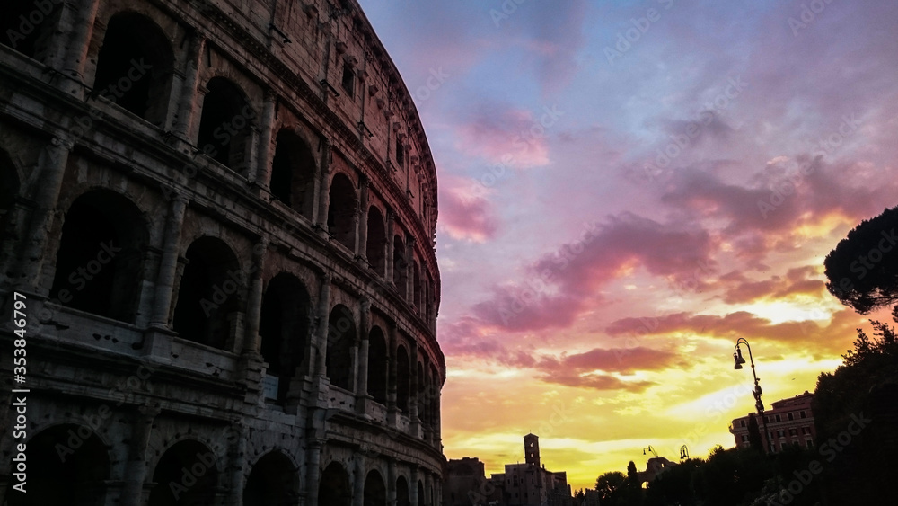 Sunset View of the Colosseum, Rome, Italy