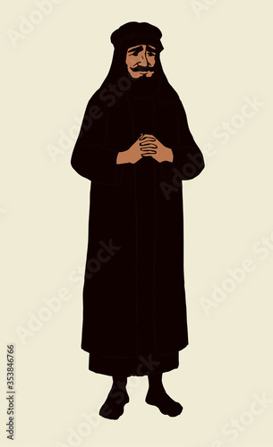 Jewish man in old clothes. Vector drawing