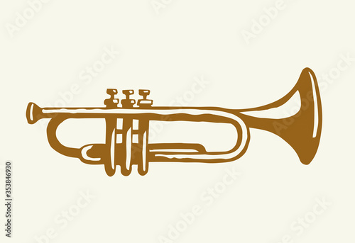 Musical instrument. Trumpet. Vector drawing