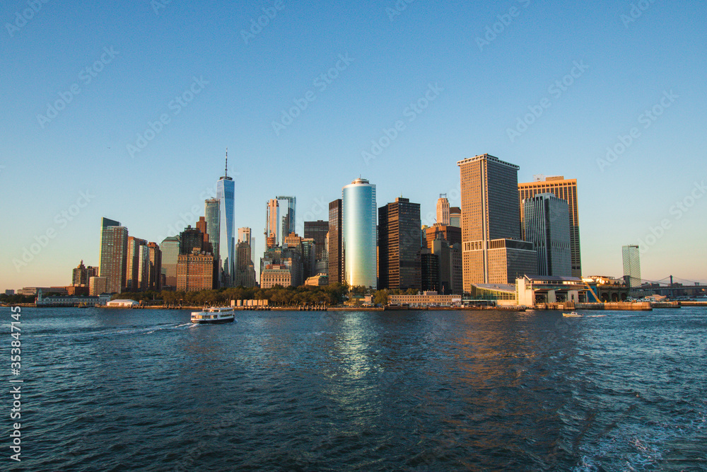 View on the skyline of Manhattan during sunset in September 2019