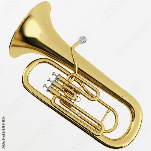 3d Rendering of a Brass Euphonium photo