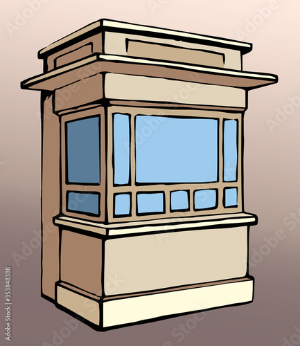 Shop stall. Vector drawing kiosk
