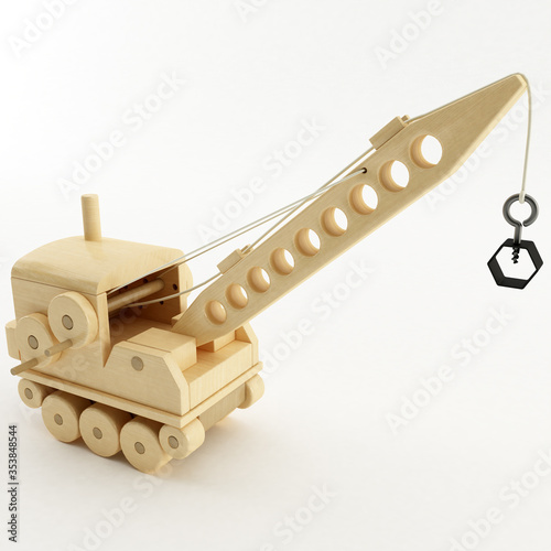 3d Rendering of a Wooden Toy Crane