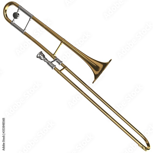 3d Rendering of a Dark Brass Trombone