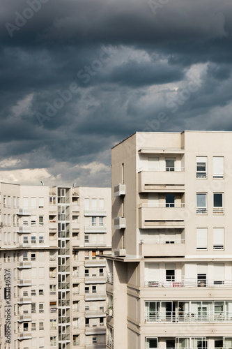 Stormy clouds over the residential buildings 