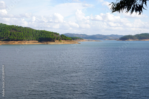 Santa Clara reservoir / barragem in Alentejo with fair amount of water photo