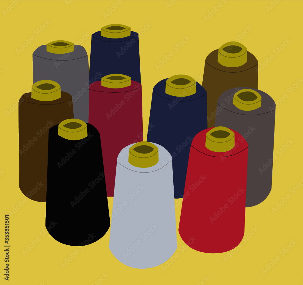 Iconos de bobinas de hilo, vector, ilustración