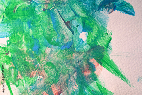 abstract green and blue watercolor painting on paper art texture background