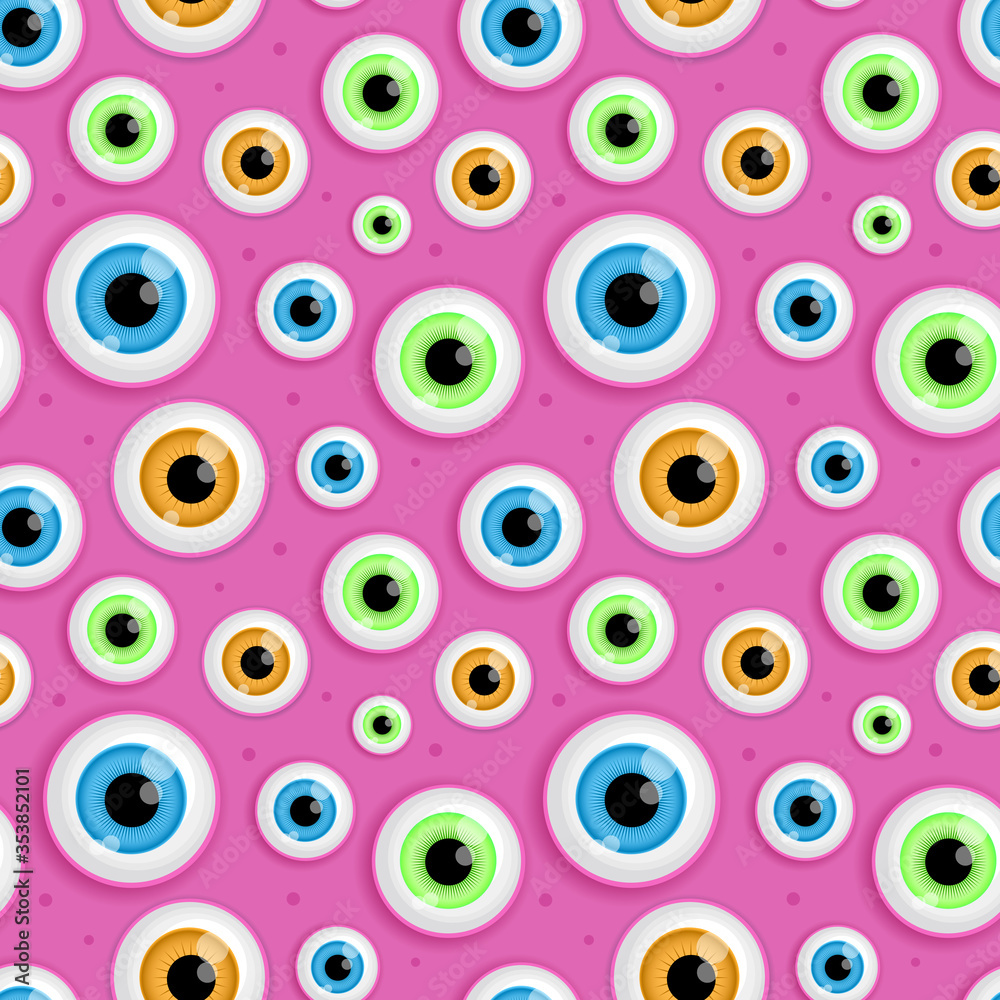 Cartoon cute monster eyes seamless pattern. Face parts collection. Halloween vector illustration Cartoon cute monster eyes seamless pattern. Face parts collection. Halloween vector illustration