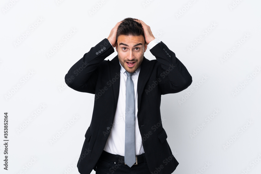 Young business man over isolated background with surprise facial expression Young business man over isolated background with surprise facial expression