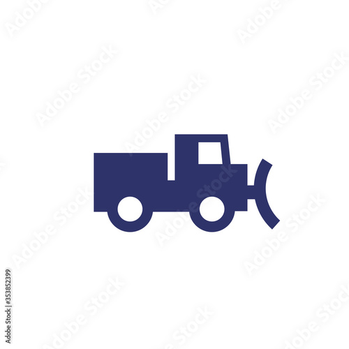snowplow truck on white, vector icon