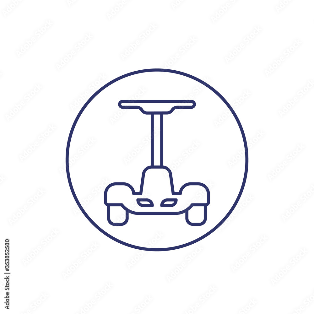electric self-balancing scooter line icon on white electric self-balancing scooter line icon on white